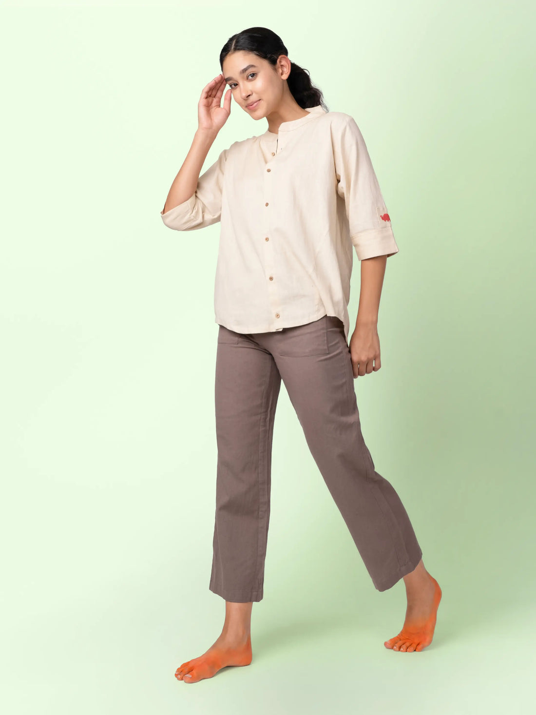 Taube - Beige Shirt with Mandarin collar