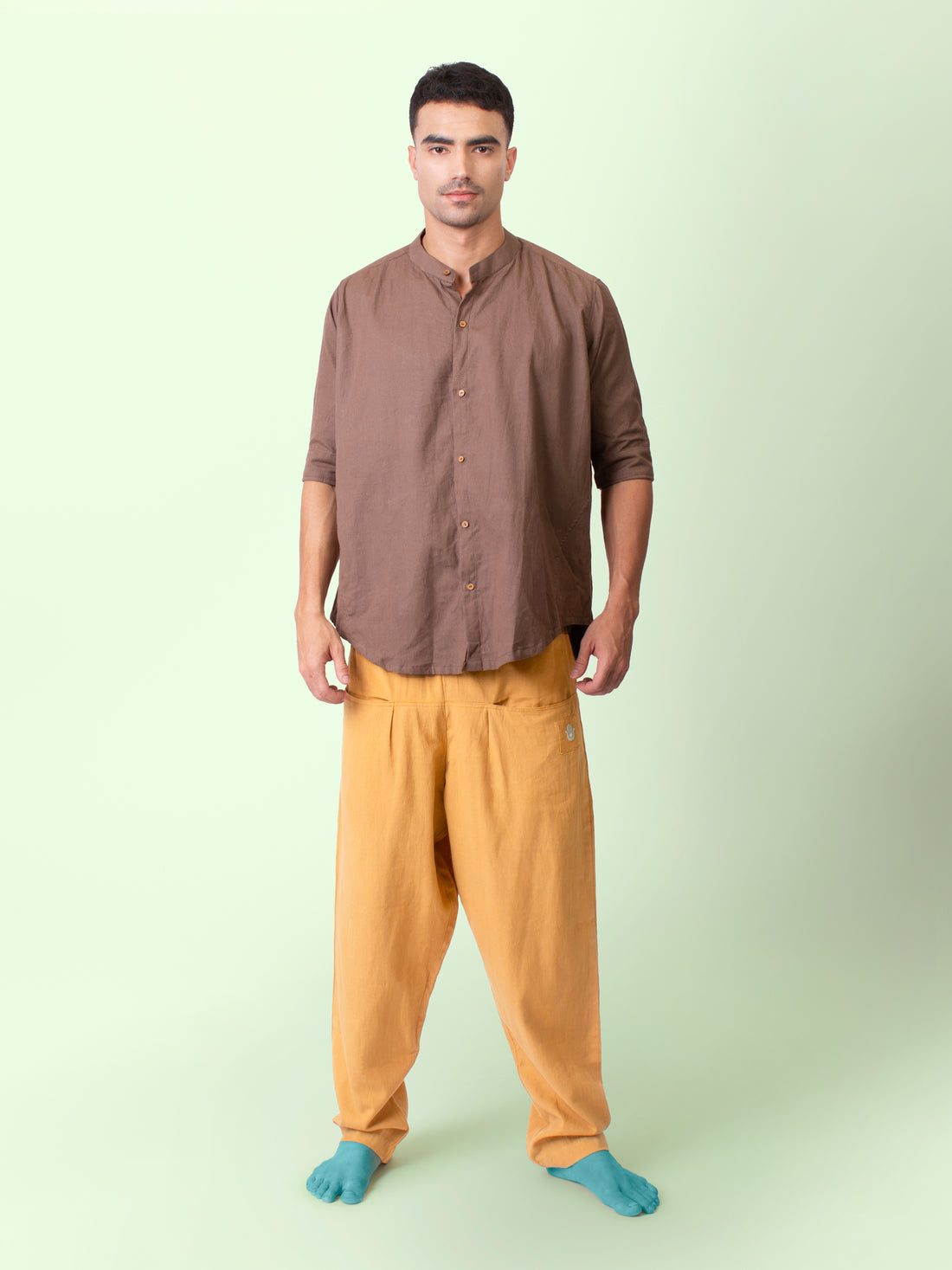 Taube - Brown Shirt with Mandarin collar