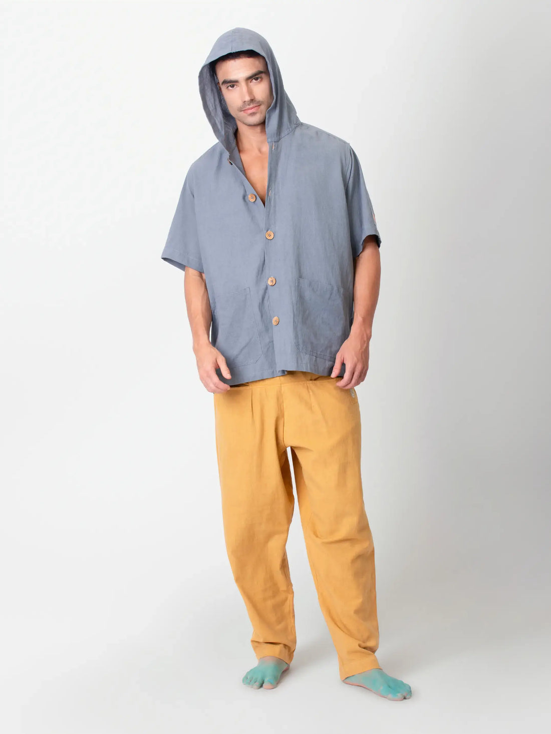 Nomad - Grey Hooded Shirt with Pockets