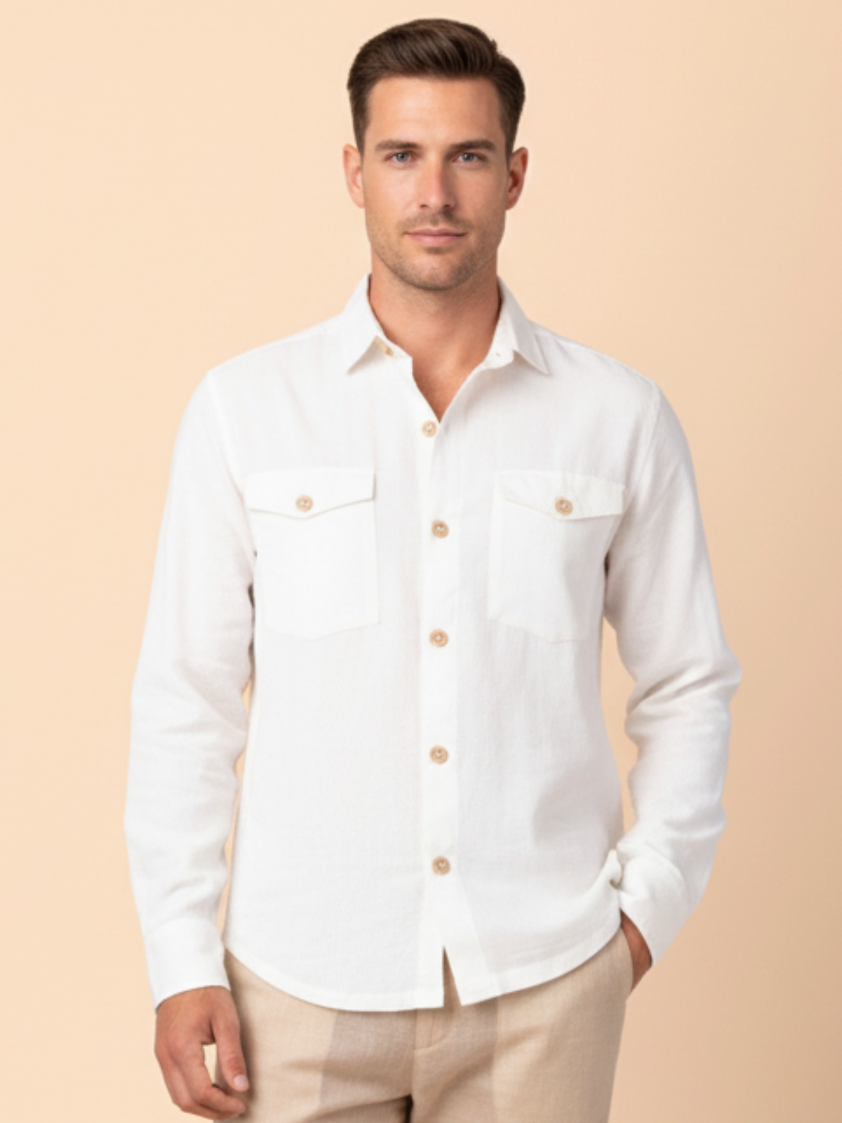 Canyon - Natural Unisex Shirt with Flap Pockets