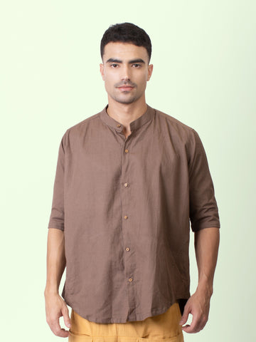 Taube - Brown Shirt with Mandarin collar