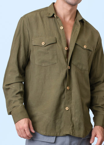 Canyon - Olive Shirt with Flap Pockets