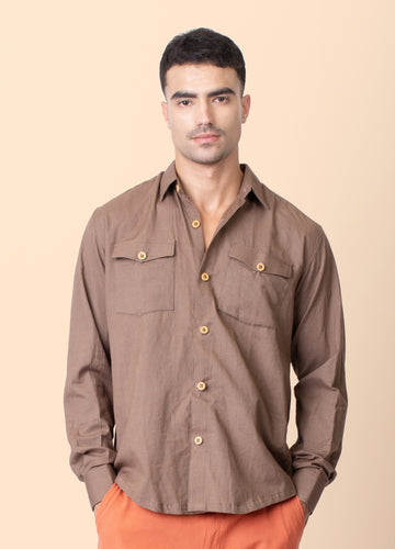 Canyon - Brown Shirt with Flap Pockets